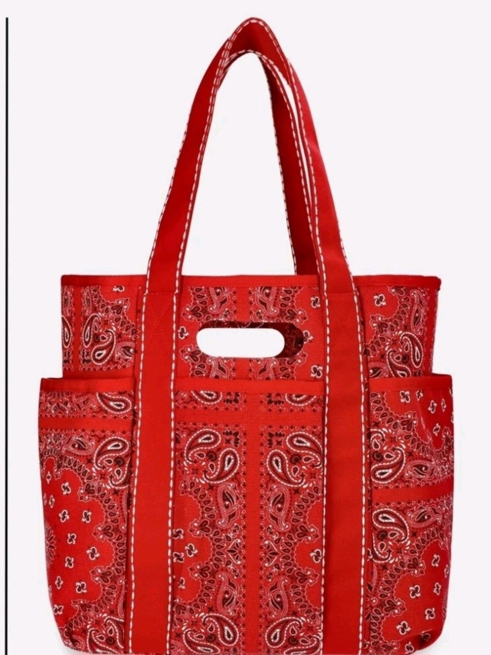 Red Paisley Tote Bag - Stylish Women's Handbag